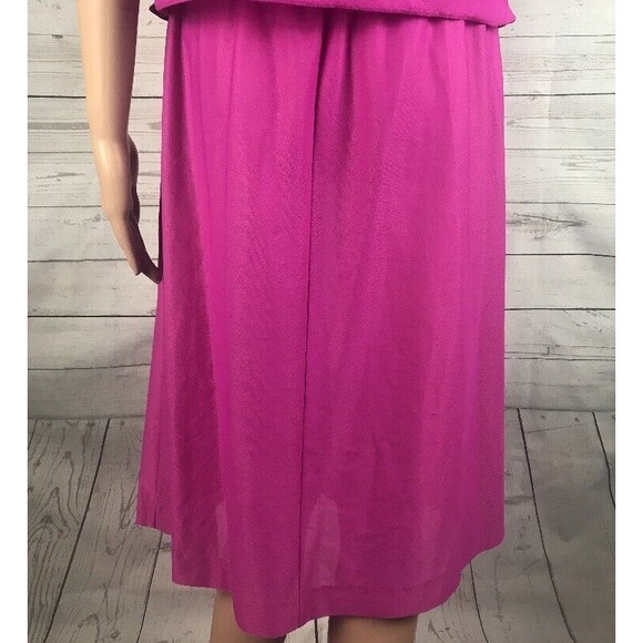 True Vintage Dress Size 13/14 Laurel Ridge Pink White Pleated Polyester Retro - Picture 11 of 12